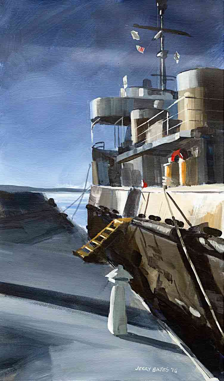 the historic Cammache WWII tug boat at dock