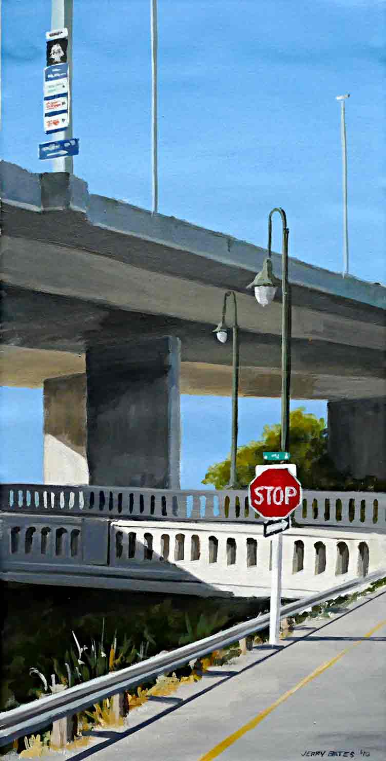 freeway overpass over crosing streets beneath