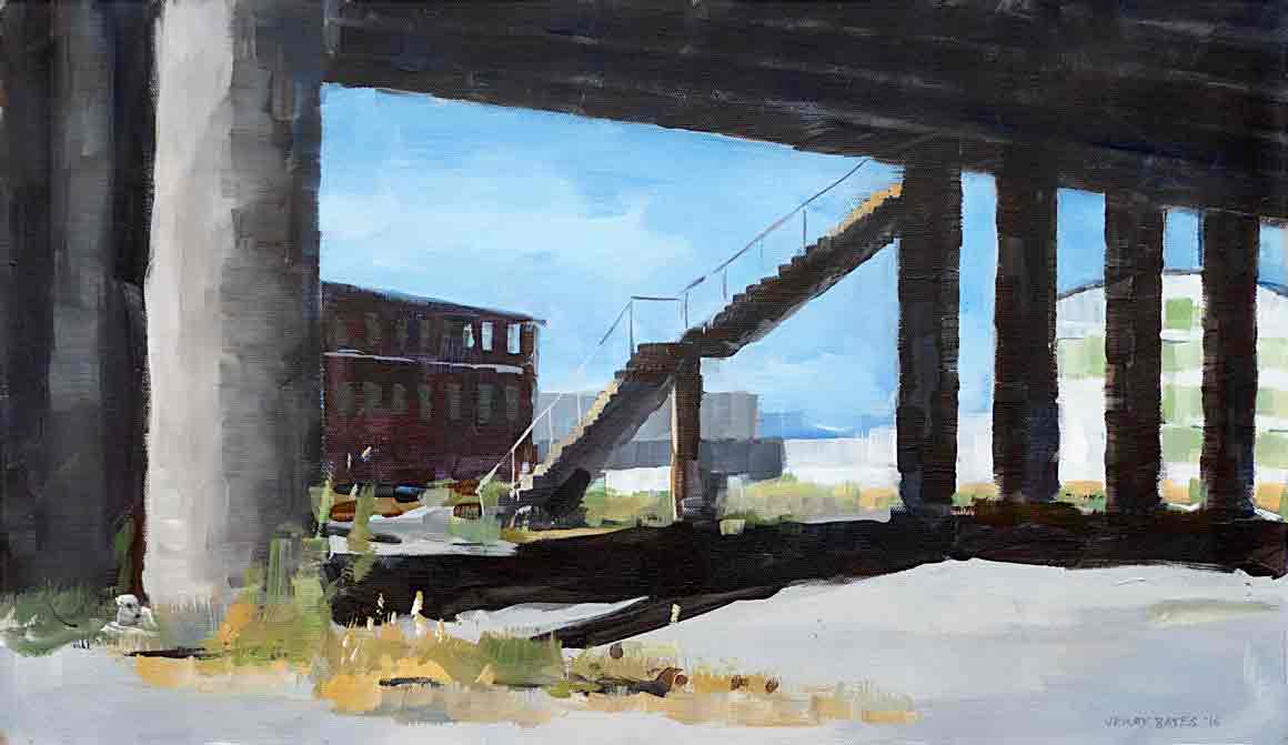 view under highway overpass