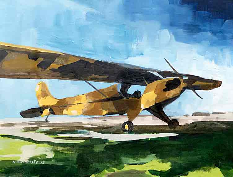 light aircraft parked in shade