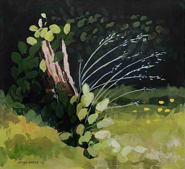 remanant of stump covered in underbrush